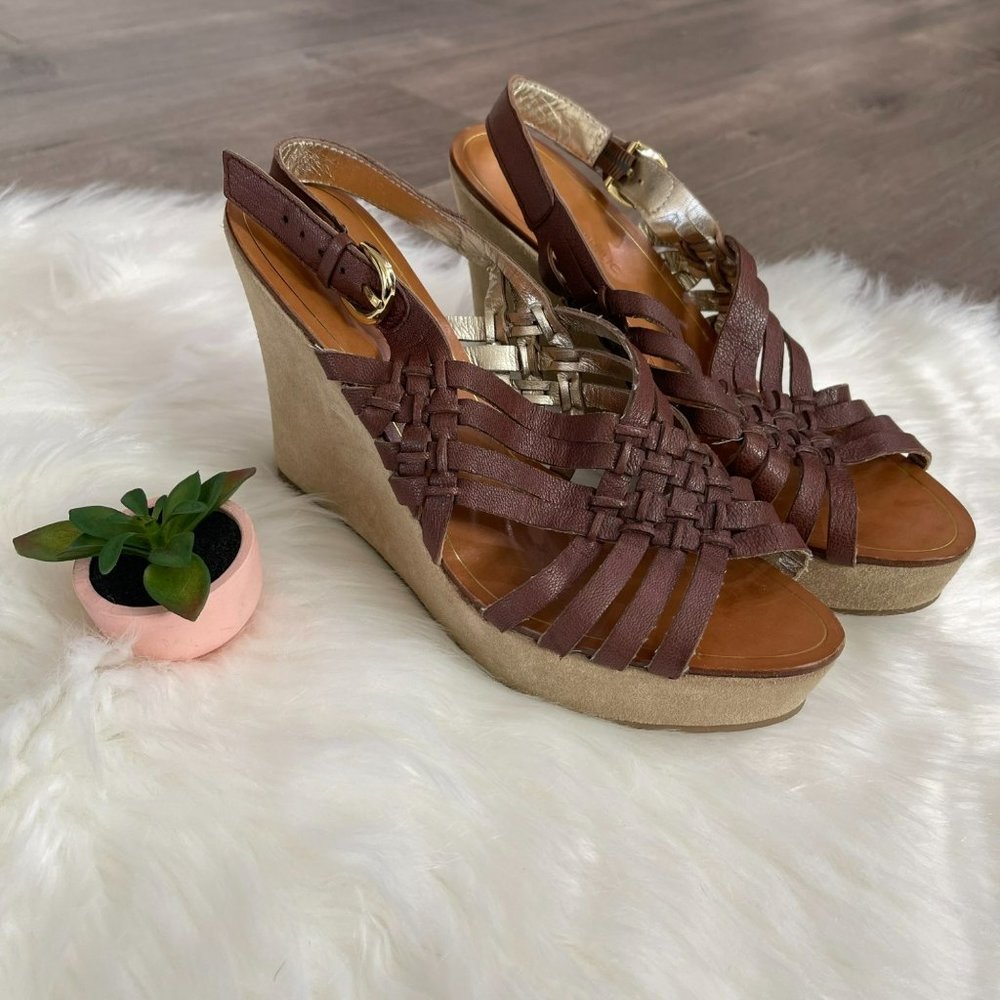 Banana Republic Sonya Suede Braided Boho Wedges